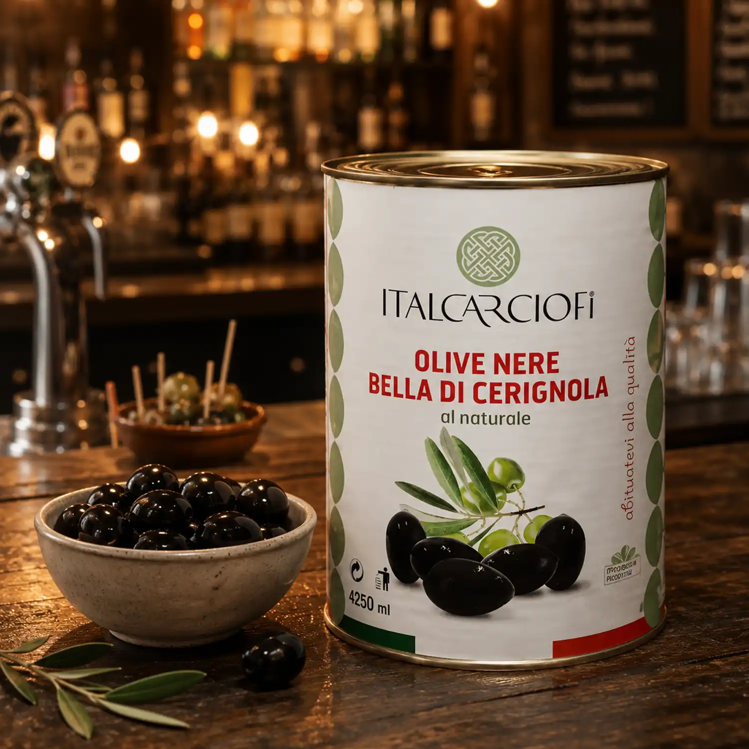 Aceitunas Negras Cerignola 4250 ml Marca Italcarciofi