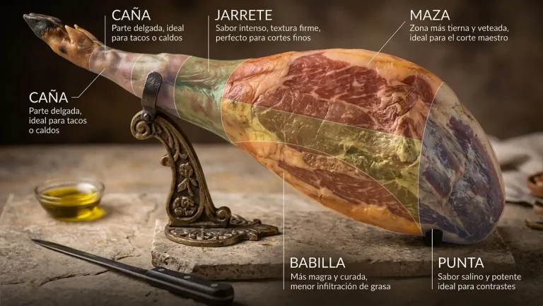 ¿Cuáles son las partes del jamón ibérico?