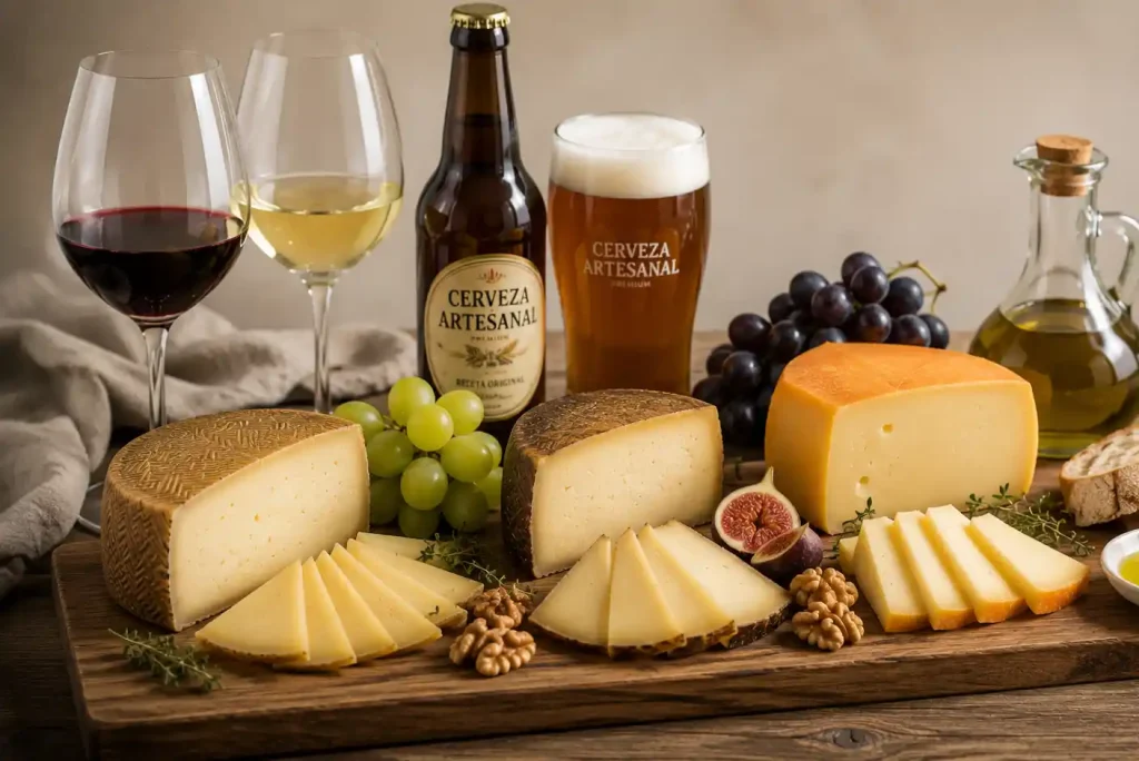Cómo maridar queso Manchego, Idiazábal y Mahón con vino y cerveza