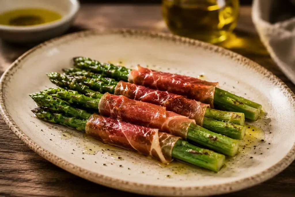 Espárragos con jamón ibérico receta